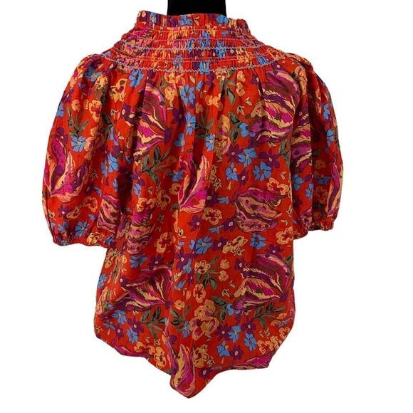 RACHEL Rachel Roy Pull Over Blouse Red Orange Print Size Medium - Picture 2 of 10